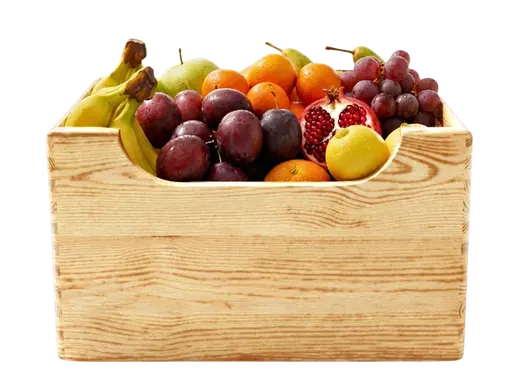Kiste Standard MIX5 mit Bananen, Zitrusfrüchten, Birnen, Pflaumen und Trauben